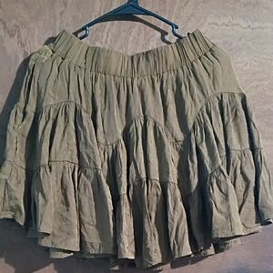Easel Olive A-Line Tiered Skirt
